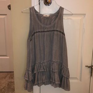 Ruffled gray tank